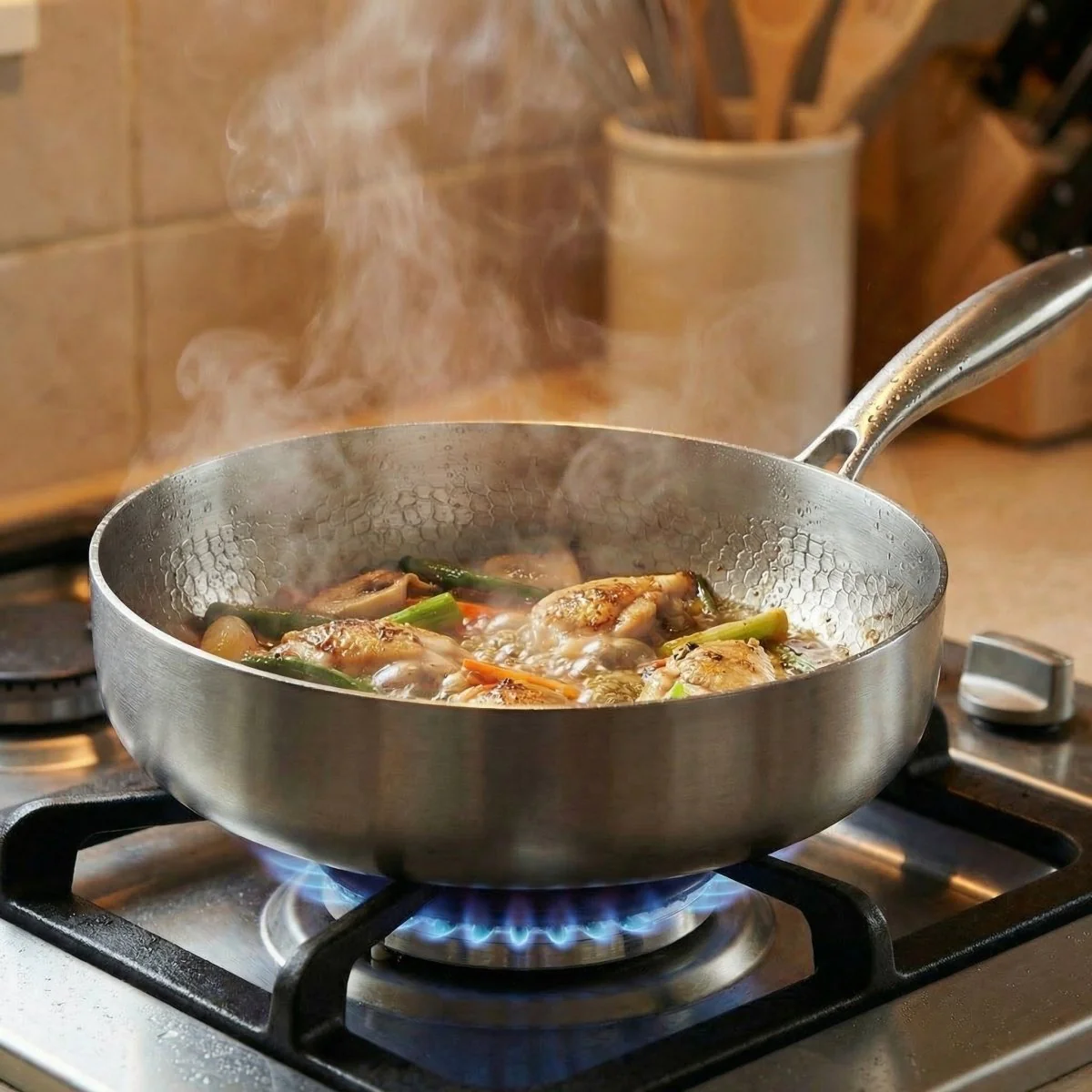 Hand-Hammered High-Wall Titanium Pan - Image 7