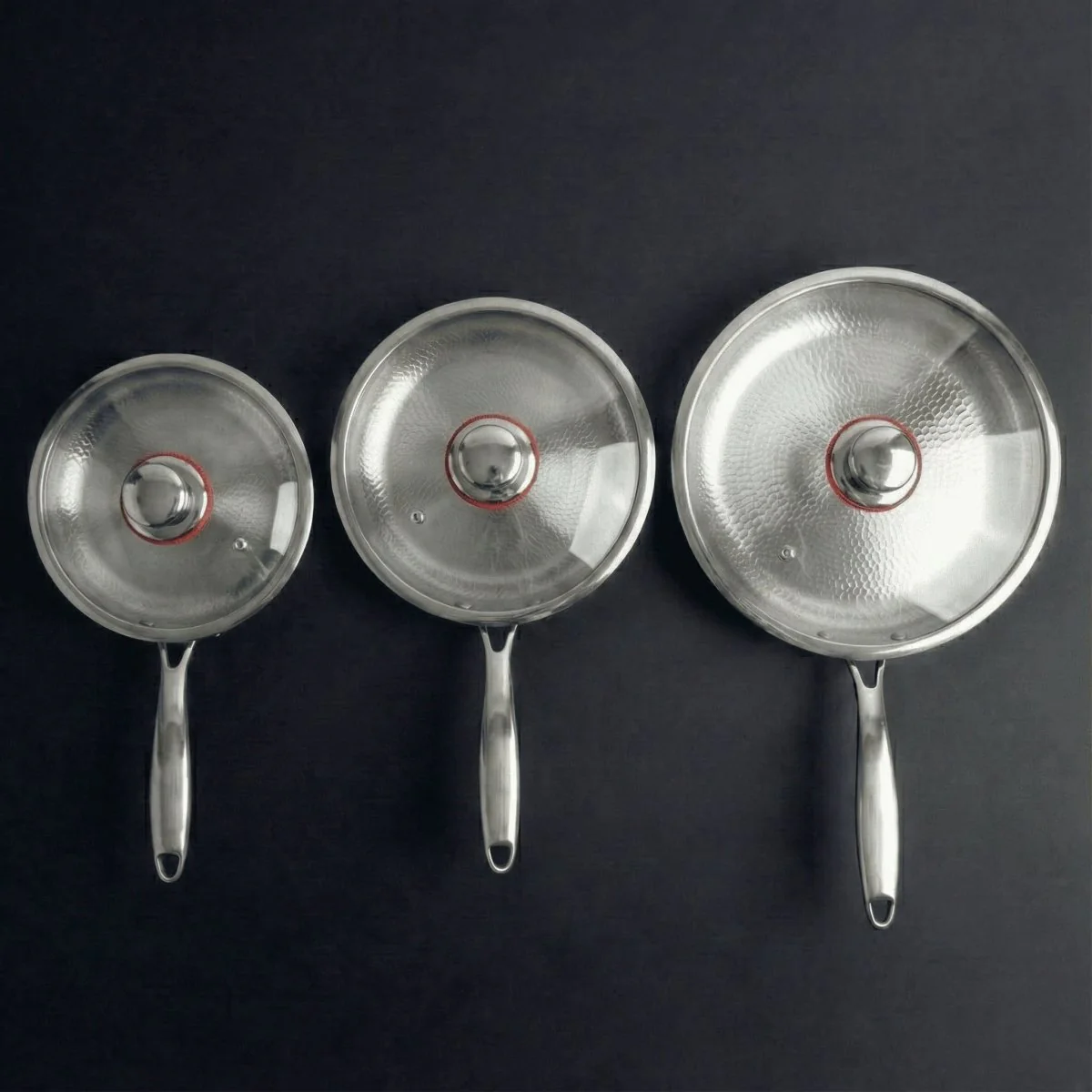 Hand-Hammered Titanium Pan - 3-piece set - Image 5