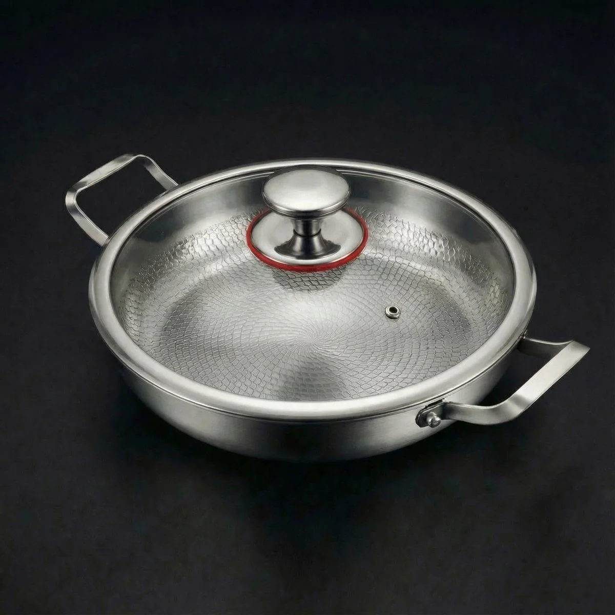 Hand-Hammered Titanium Pan with Two Handles - Image 3