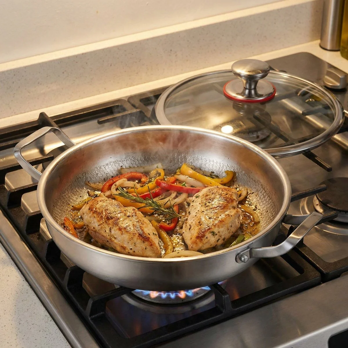 Hand-Hammered Titanium Pan with Two Handles - Image 4