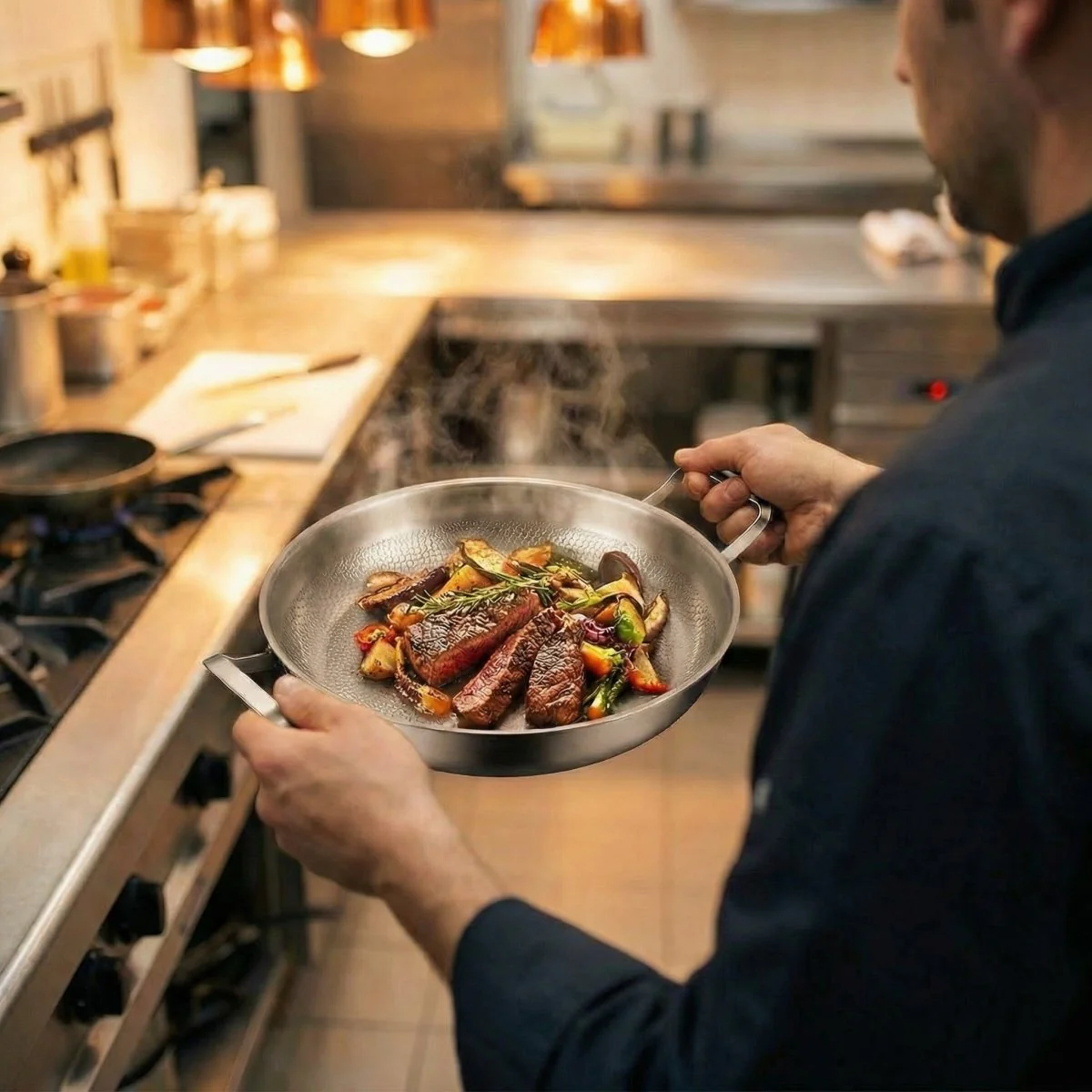 Hand-Hammered Titanium Pan with Two Handles - Image 5