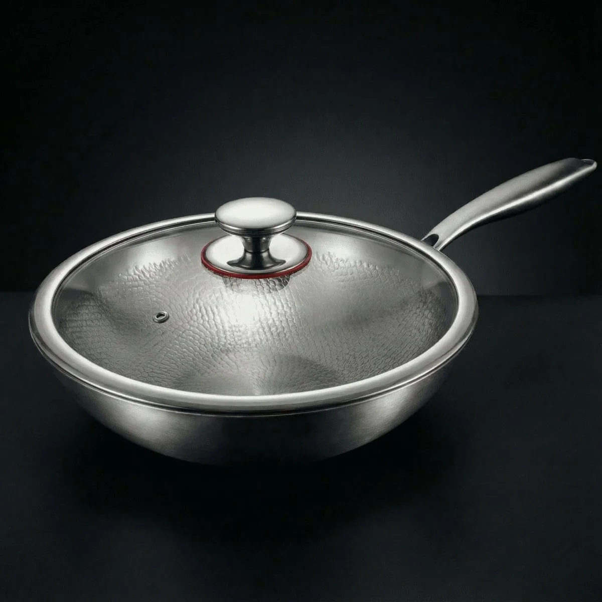 Hand-Hammered Titanium Wok Pan with Flat Base - Image 3
