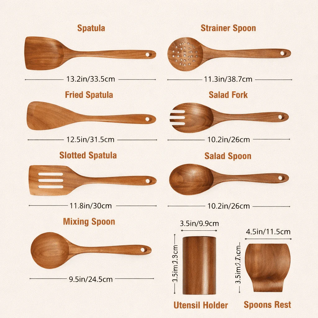 Traditional Japanese Wooden Utensil Set - Image 5
